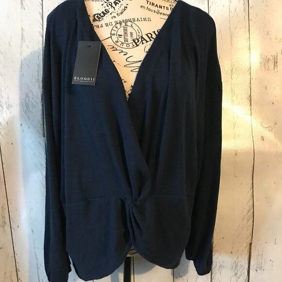 Eloquii Sweaters - NWT ELOQUII light weight front wrap sweater in navy. Size 22/24 Style #7212
